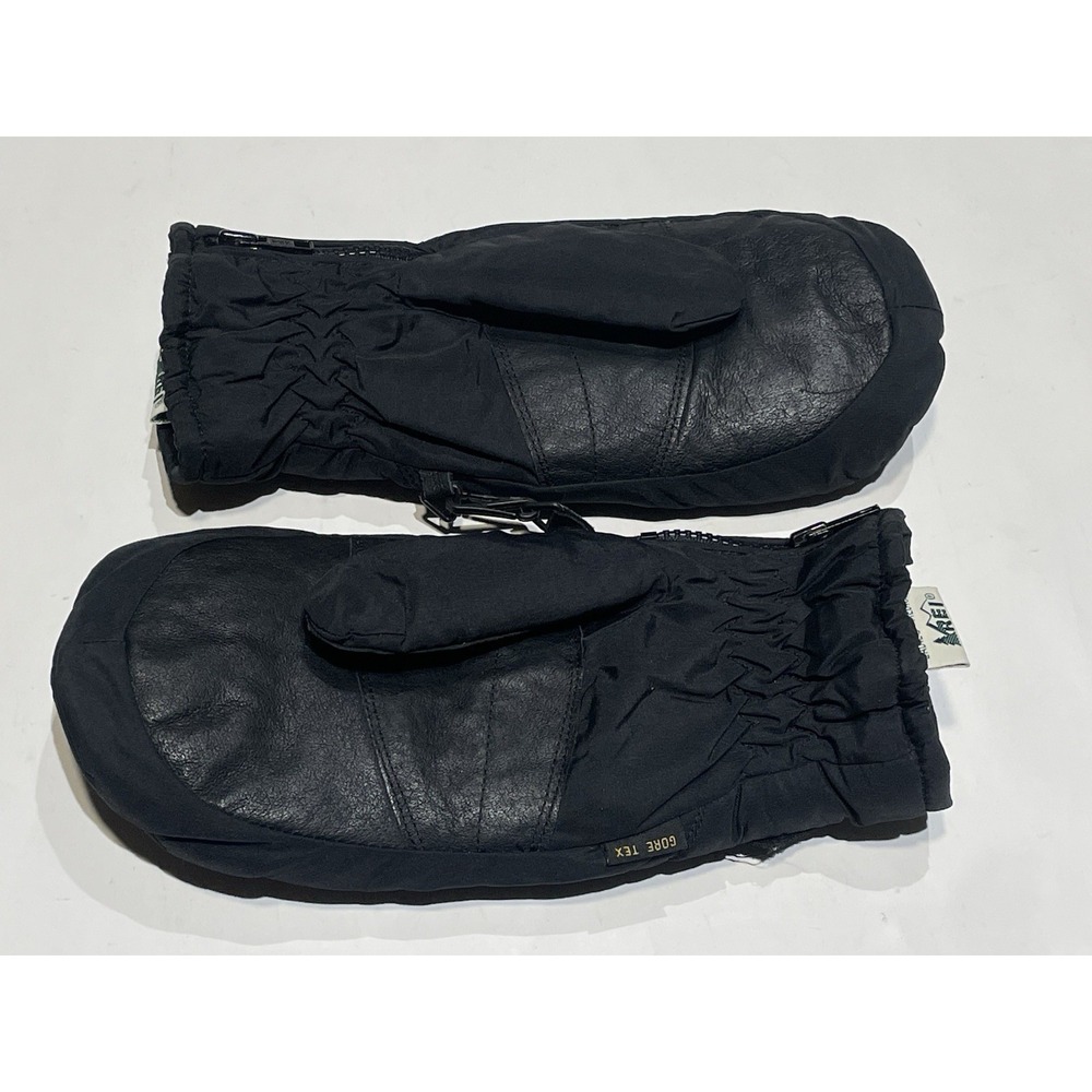 Vintage REI Gore-Tex‎ Mittens Leather Palm Quilted Ladies M Black NWOT Ski Snow